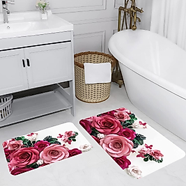 Rovigo Home Dijital Baskı Yıkanabilir Kaymaz 2 li Banyo Takımı