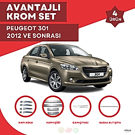 Peugeot 301 Avantajlı Krom Set 2012 Ve Sonrası -4Ürün- Paslanmaz Çelik