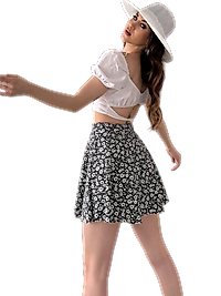 Desenli Krinkıl  Etek -GRİ