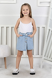 YSM KİDS %100 PAMUK BASKILI KOT ŞORT ETEK