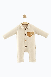 Erkek Bebek Polo Yaka Düğmeli Tulum 3-12 Ay