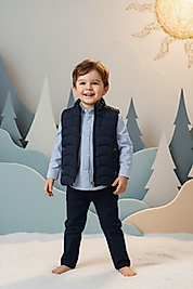 Erkek Çocuk 2-5 Yaş Lacivert Şişme Yelekli Kombin Takım