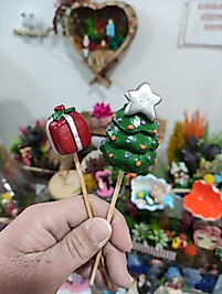 Himi Pasta Süsleri 2'li Noel Yılbaşı Maket Kürdanlı Cupcake Pasta Süsü Doğum Günü Süsleri Kürdan Süsü