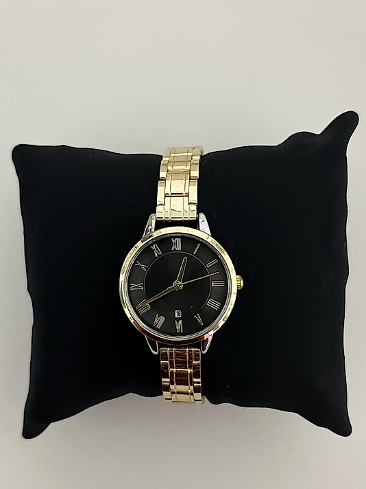 Gold İçi Siyah Yuvarlak Saat