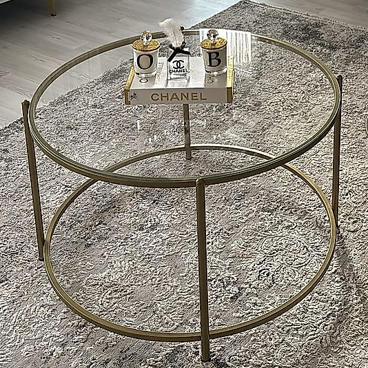 MAT GOLD BLOK ORTA SEHPA ŞEFFAF CAM