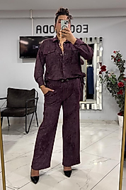 Mürdüm Yıkamalı Gömlek Takım