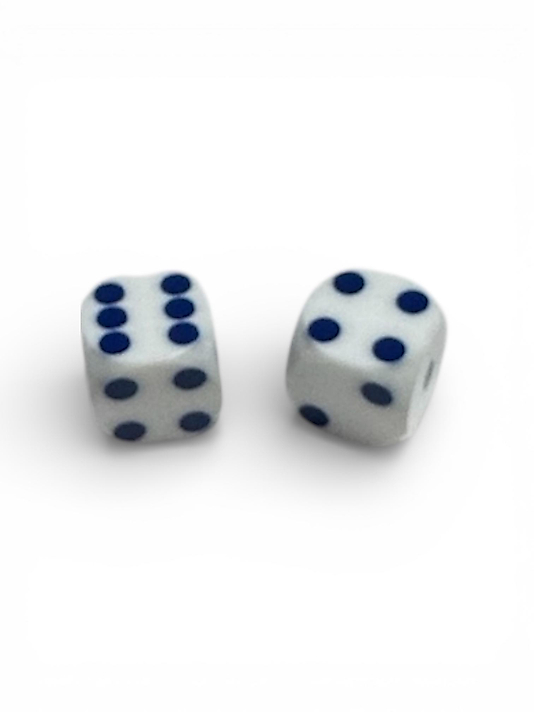 White Opaque Backgammon Precision Dice Dark Blue Pip