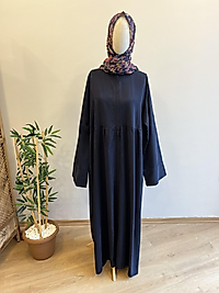 Lacivert Abaya Kol Robalı Tensel Kupra Ferace