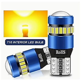 ( 2 X ADET ) 1 TAKIM PROFESSIONAL T10 LED DİPSİZ AMPUL 18+1 LED AMBER 750LM 3030 SMD LENS ROHS LED