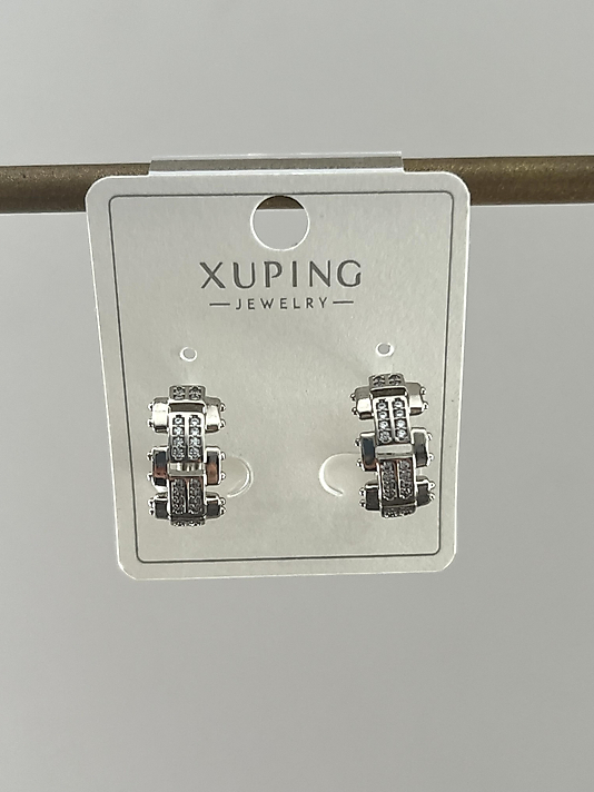 Xuping Taş Detaylı Silver Halka Küpe