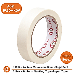 Elba 18x30 Maskeleme Bandı (1 Koli – 96 Adet) | Toptan Maskeleme (Boya Koruma - Badana) Bandı