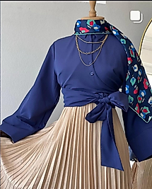 Pinterest bel bağlamalı gömlek lacivert