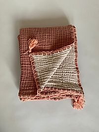 Müslin Bebek Battaniyesi Çift Taraflı 4 Katlı Kiremit Renk 100x120cm.