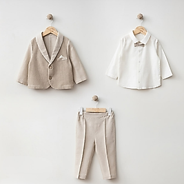 Erkek Bebek Ceketli Üçlü Şık Takım