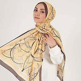 Lv Kemer Desen Pamuk Soft Şal  - Sarı