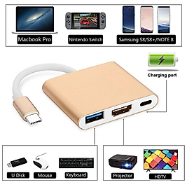 Hmxplus Macbook 3 In 1 Type-c To Hdmı Usb 3.0 Çevirici Dönüştürücü Adaptör Asd12133