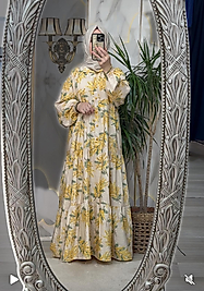 SARI ÇİÇEKLİ ELBİSE