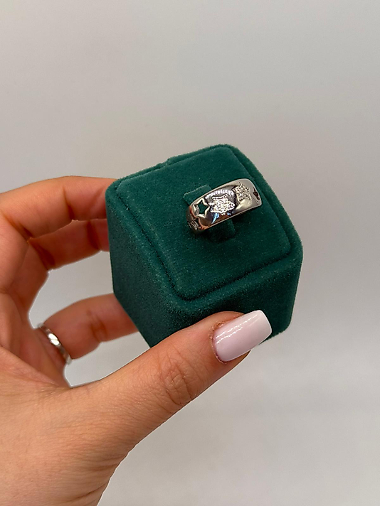 Xuping Ay ve Yıldız Motifli Taşlı Geniş Yüzük