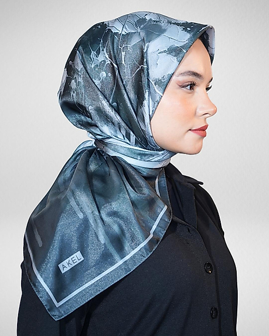 Dijital Kristal Eşarp Pastel Yaprak Desenli