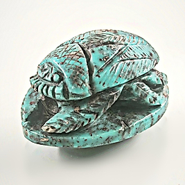 DOĞAL TAŞ - FİRUZE ANTİK MISIR SCARAB BOK BÖCEĞİ OYMA