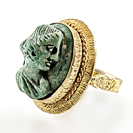 FİRUZE ÜZERİ ANTİK PORTRE CAMEO RÖLYEF YÜZÜK