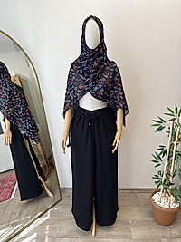 Siyah Bağcıklı Müslin Pantolon - Etek