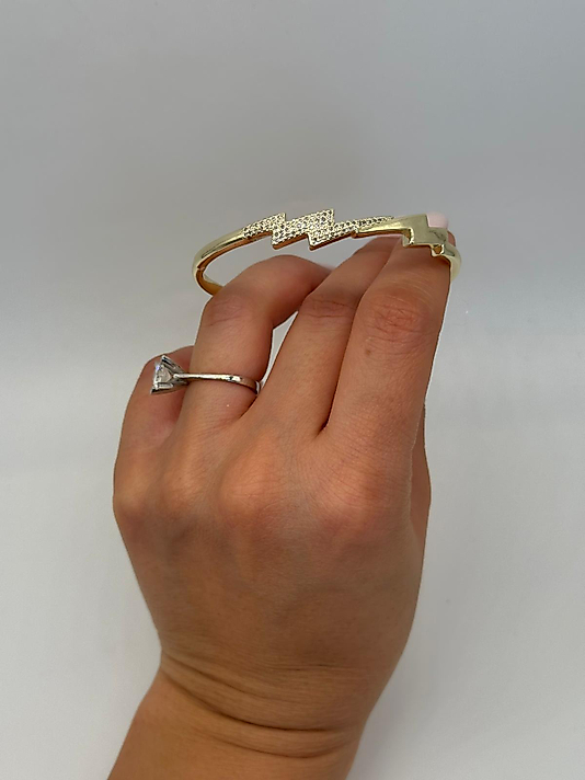 Xuping Şimşek Figürlü Taşlı Kelepçe