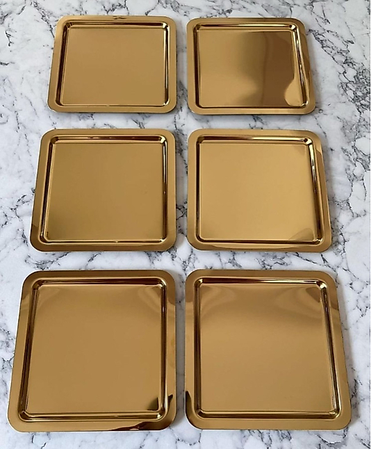 Altı(6) Kişilik  Kare Gold Sunum Tepsisi