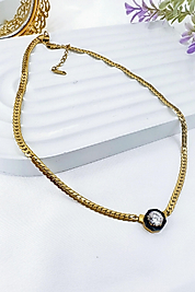 Serenay-Leyla Gold Renk Zincir Çelik Kolye 40 cm+5 cm uzatma zincirli