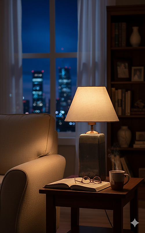 Dekoratif Seramik Kare Abajur Mavi AB027