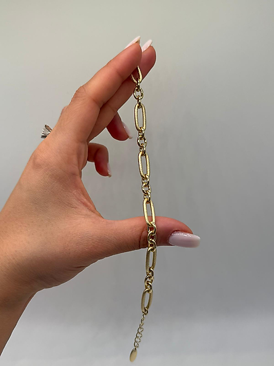 Oval Halkalı Klasik Xuping VIP Çelik 14K Altın Renk Kadın Bileklik