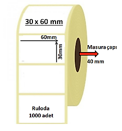 30x60 mm TERMAL ETİKET 1000 Lİ SARIM