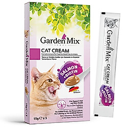 Garden Mix Somon Biotin Ek Besin ve Kedi Ödül Kreması (5 x 15 Gr)