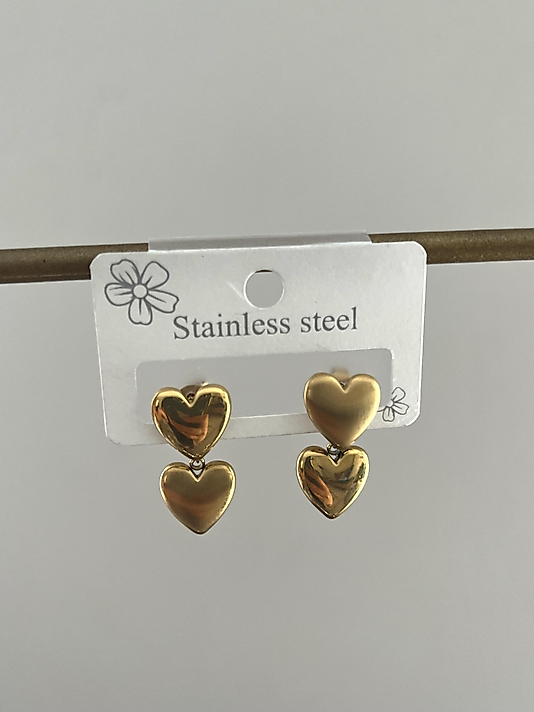 Çelik Minimal Sallantılı Kalp Küpe