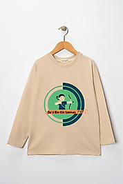 Erkek Çocuk Uzun Kollu Bisiklet Yaka "Hz Saad Bin Ebi Vakkas"  Ok Baskılı Tişört Mevsimlik Pamuklu