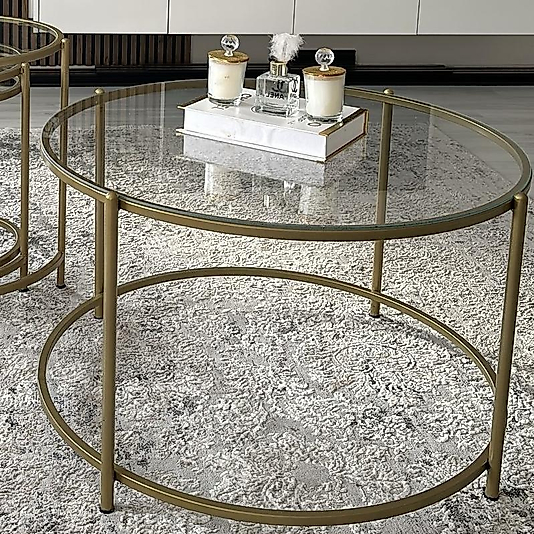 MAT GOLD BLOK ORTA SEHPA ŞEFFAF CAM