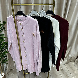 Broşlu Angora hırka