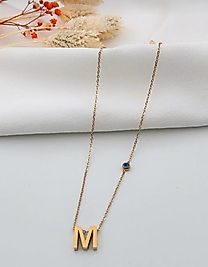 Jade'm Gold Çelik M Harfli Kolye