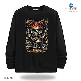 Motorcu Model Bisiklet Yaka Erkek kadın Slimfit Sweatshirt