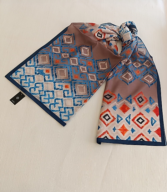 DESENLİ POLYESTER ŞAL kare desen Ebat 75 x185