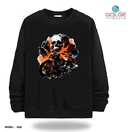 Motorcu Model Bisiklet Yaka Erkek kadın Slimfit Sweatshirt