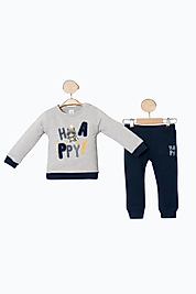 Erkek Bebek Happy Baskılı 2’li Takım 9-24 Ay