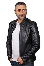 Thomas Hakiki Deri Erkek Büyük Beden Siyah Mont