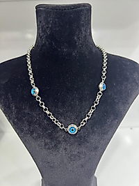 Nazar boncuklu çelik kolye