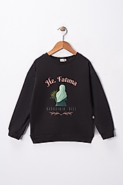 Kız Çocuk Siyah "Hz Fatıma"  Baskılı Pamuklu Sweat