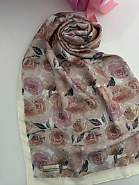 BAŞÖRTÜ DÜKKANI ROSE  DESEN ŞAL İNCİ PEMBE