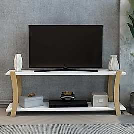 Roma Ahşap Raflı Televizyon Sehpası, Televizyon Ünitesi / Tv Ünitesi, Tv Sehpası / 120x30 cm ( Beyaz )
