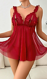 Kadın Bordo Yumuşak Tüllü Fantezi Gecelik 2109