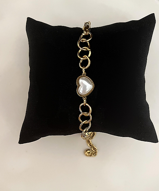 Çelik Sedefli Kalp Bileklik