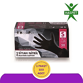 Haspet Siyah Nitril Eldiven (S) 100'lü